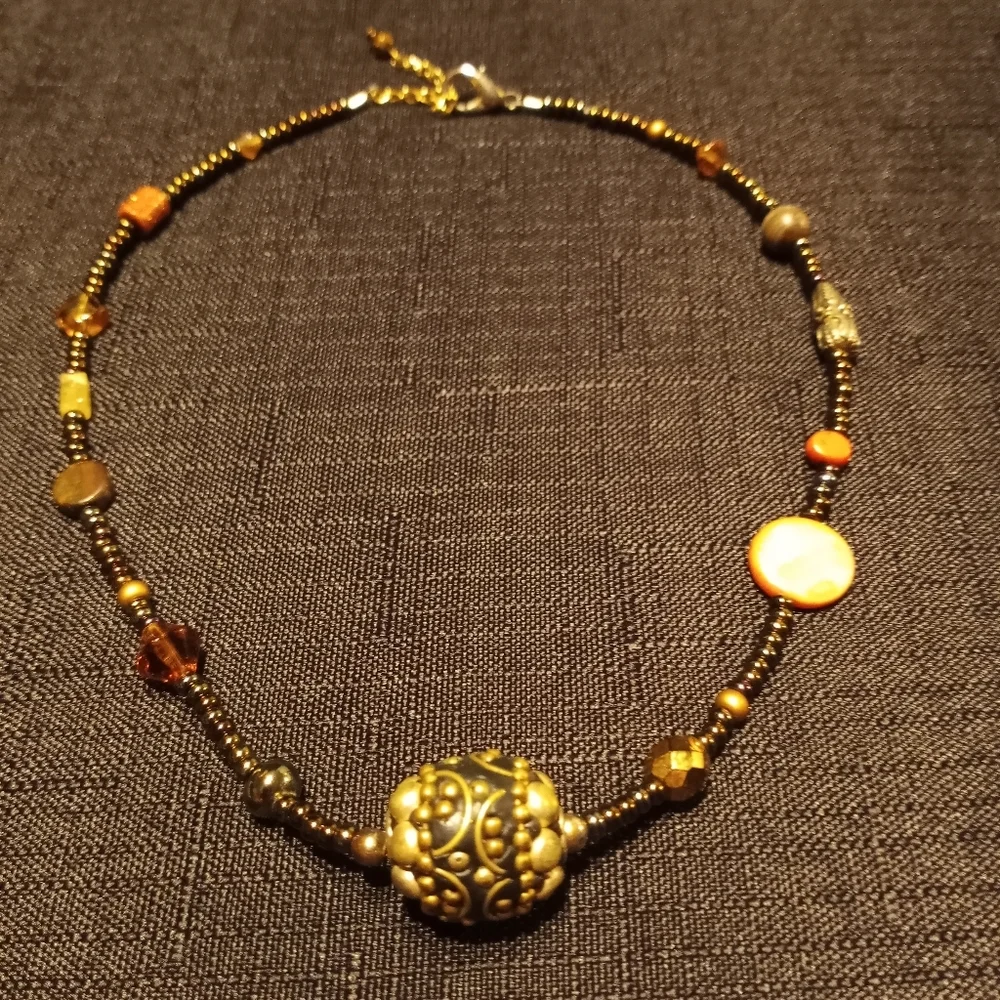 Eclectic Dark Beaded Necklace